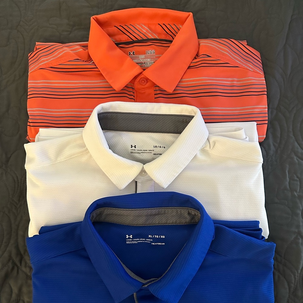 3 Under Armour HeatGear polo bundle